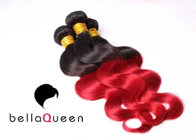 8-30 extensiones del pelo de Ombre Remy de la onda del cuerpo de la pulgada con el 1B más color rojo