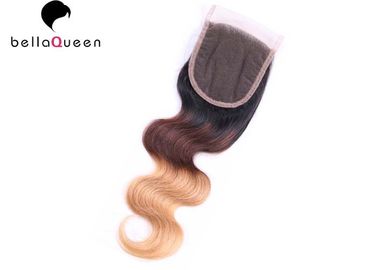 China Cierre del cordón del cabello humano de la onda del cuerpo de tres tonos con el cordón 4x4 proveedor