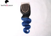 China Dos cierre 1B/azul de la armadura del cabello humano del cierre del cordón del pelo de tres tonos compañía